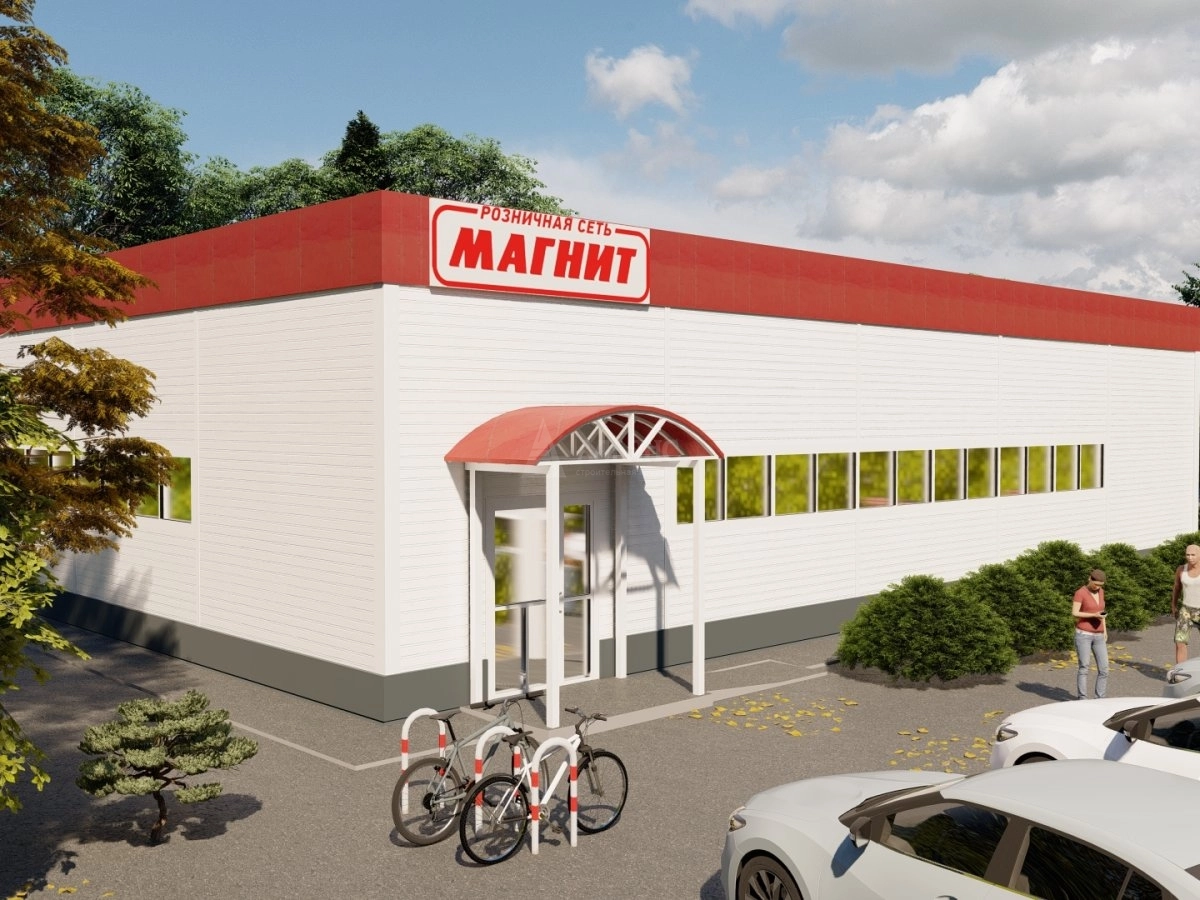 3D визуализация Магазин "Магнит" из сэндвич-панелей - фото 1